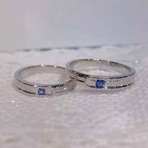 Anéis Couple dedo, cobre, joias de moda & unissex & micro pavimento em zircônia cúbica, tamanho:7, vendido por par