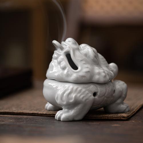 Porcelain Incense Burner, Toad, for home and office & durable, 108x98x92mm, Sold By PC