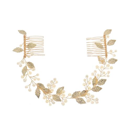 Decorative Hair Combs Brass with Plastic Pearl fashion jewelry & for woman golden Sold By PC