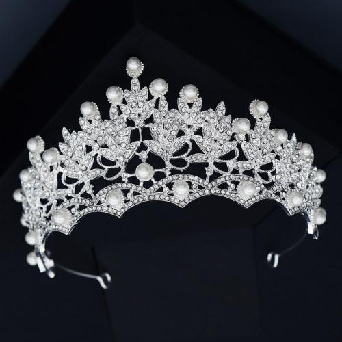 Bridal Tiaras Zinc Alloy with Plastic Pearl fashion jewelry & for woman & with rhinestone silver color Sold By PC