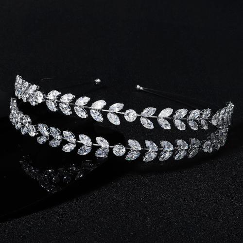 Hair Bands, Tibetan Style, with Cubic Zirconia, fashion jewelry & for woman, silver color, Sold By PC