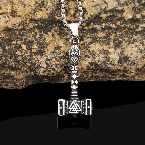 Stainless Steel Jewelry Necklace, 304 Stainless Steel, polished, fashion jewelry & Unisex & different styles for choice, original color, 19x46mm, Length:Approx 60 cm, Sold By PC