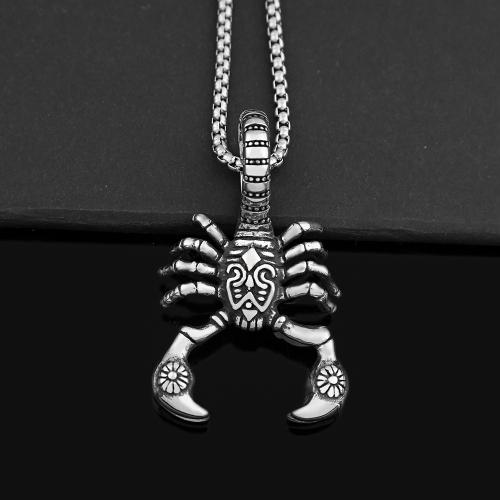 Stainless Steel Jewelry Necklace, 304 Stainless Steel, Scorpion, polished, fashion jewelry & Unisex & different styles for choice, original color, 33x54mm, Length:Approx 60 cm, Sold By PC