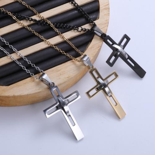 Stainless Steel Jewelry Necklace, 304 Stainless Steel, Cross, fashion jewelry & Unisex & different styles for choice, more colors for choice, 30x45mm, Length:Approx 45 cm, Sold By PC