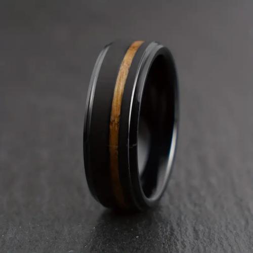 Stainless Steel Finger Ring 304 Stainless Steel fashion jewelry & Unisex black 8mm Sold By PC
