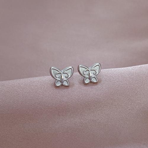 Stainless Steel Stud Earrings 304 Stainless Steel Butterfly Vacuum Ion Plating fashion jewelry & for woman Sold By Pair