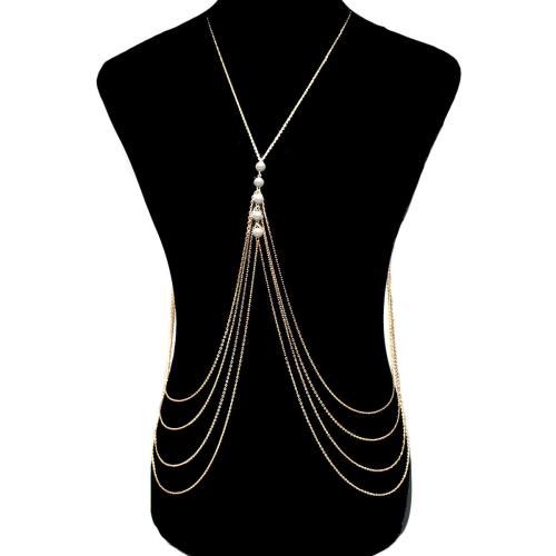 Body Chain Jewelry Zinc Alloy with Plastic Pearl plated multilayer & for woman nickel lead & cadmium free Sold By PC