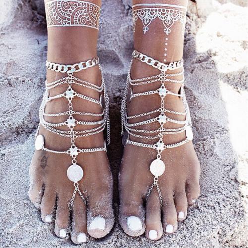Tibetan Style Anklet, with Plastic Pearl, plated, multilayer & for woman, more colors for choice, nickel, lead & cadmium free, 46x40mm, Sold By PC