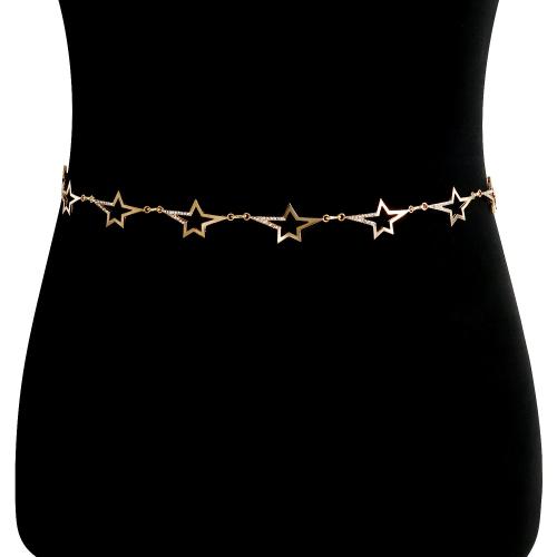 Body Chain Smycken, Zink Alloy, guldfärg pläterade, för kvinna & med strass, nickel, bly och kadmium gratis, Säljs av PC