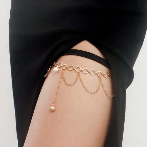 alliage de zinc Leg Garter, avec coton, Placage de couleur d'or, pour femme & avec strass, protéger l'environnement, sans nickel, plomb et cadmium, Longueur 24 cm, Vendu par PC
