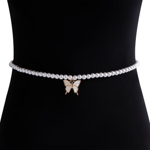 Body Chain Jewelry Zinc Alloy with Pearl Oyster & Plastic Pearl Butterfly gold color plated for woman nickel lead & cadmium free Sold By PC
