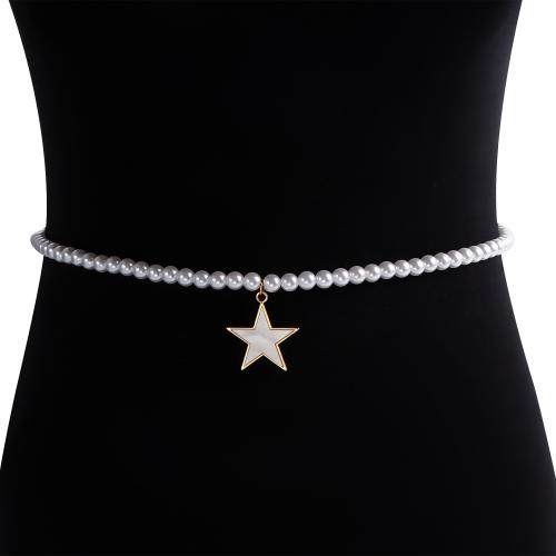 Bijoux chaîne de corps, alliage de zinc, avec perle de plastique, étoile, Placage de couleur d'or, pour femme, protéger l'environnement, sans nickel, plomb et cadmium, Vendu par PC