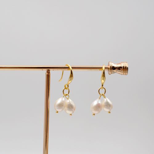 Freshwater Pearl Earrings, Brass, with Freshwater Pearl, plated, fashion jewelry, golden, nickel, lead & cadmium free, 30mm, Sold By Pair