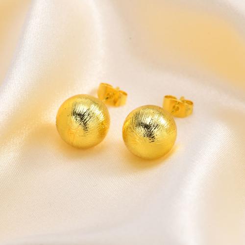 Brass Stud Earring Round plated fashion jewelry golden nickel lead & cadmium free 12mm Sold By Pair