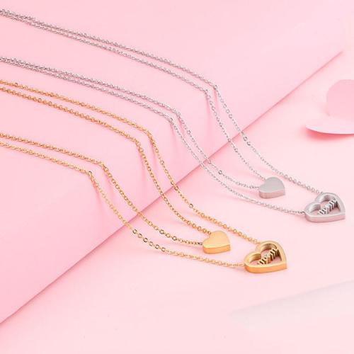 Stainless Steel Jewelry Necklace, 304 Stainless Steel, plated, Double Layer & fashion jewelry & for woman, more colors for choice, Length:Approx 400 mm, Approx 460 mm, Sold By PC