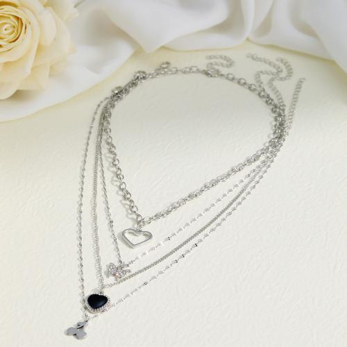 Zinc Alloy Jewelry Necklace 4 pieces & fashion jewelry & for woman & with rhinestone original color Sold By Set