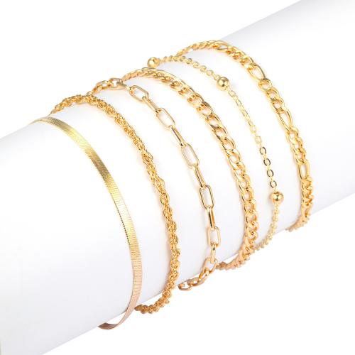 Zinc Alloy Anklet 6 pieces & fashion jewelry & for woman gold Sold By Set