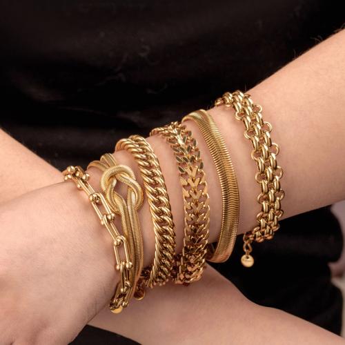 Titanium Steel Bracelet & Bangle Vacuum Ion Plating & for woman golden Sold By PC
