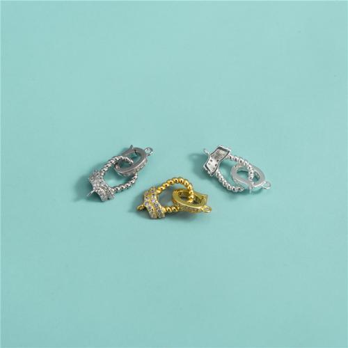 Bracelet en argent sterling, argent sterling 925, DIY & pavé de micro zircon, plus de couleurs à choisir, 8.60x22mm, Vendu par PC