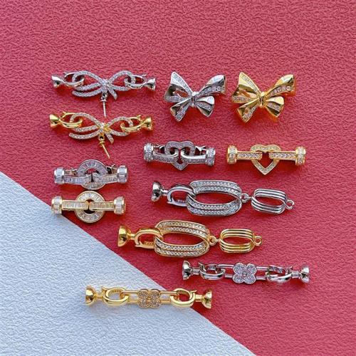925 Sterling Silver Clasp, with White Shell & Plastic Pearl, DIY & different styles for choice & micro pave cubic zirconia & enamel, more colors for choice, Sold By PC