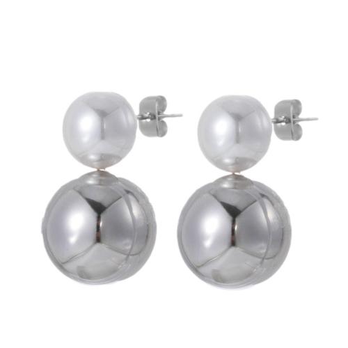 Titanium Steel  Earring with Plastic Pearl Vacuum Ion Plating & for woman Sold By Pair
