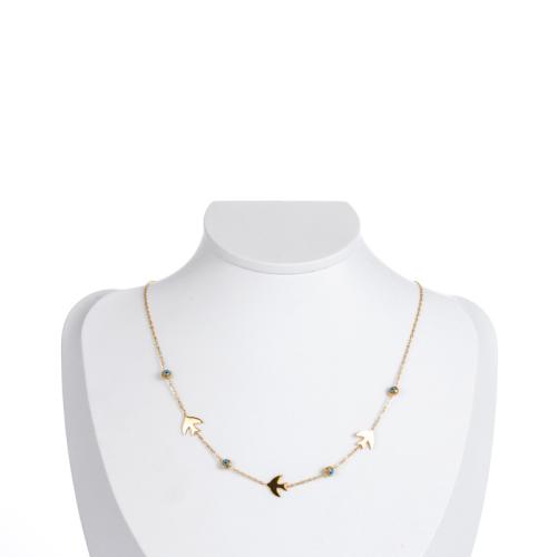 Titanstahl Halskette, für Frau & Emaille, goldfarben, Länge:ca. 41-50 cm, verkauft von PC