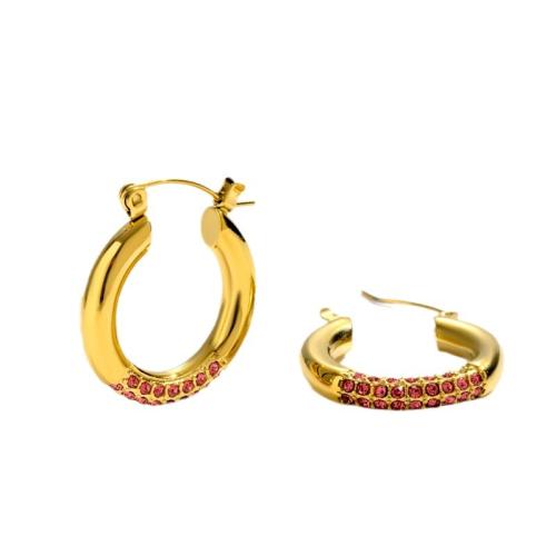Titanium Steel  Earring Vacuum Ion Plating & micro pave cubic zirconia & for woman Sold By Pair