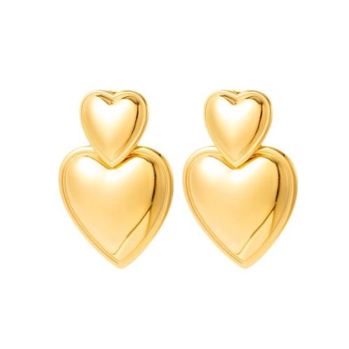 Titanium Steel  Earring, Heart, Vacuum Ion Plating, different styles for choice & for woman, golden, Sold By Pair