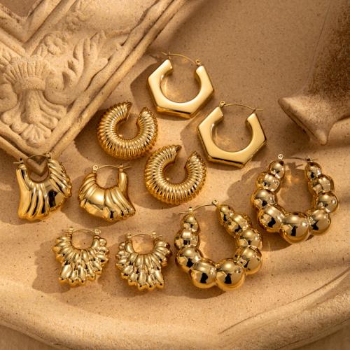 Titanium Steel Lever Back Earring, Vacuum Ion Plating, different styles for choice & for woman, golden, Sold By Pair