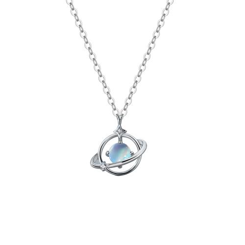 925 Sterling Silver Jewelry Sets with Moonstone & micro pave cubic zirconia & for woman platinum color Sold By PC