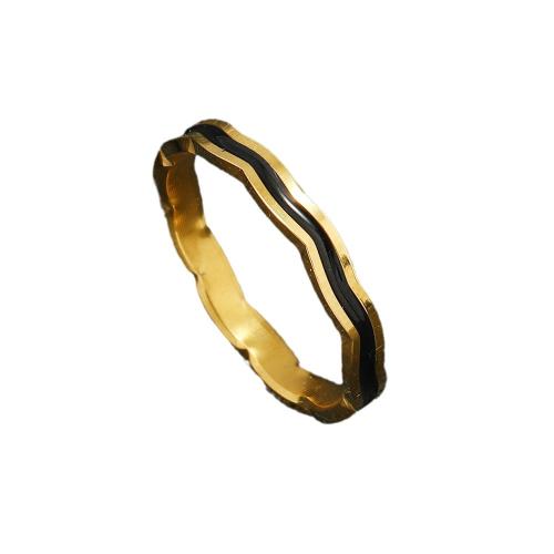 Enamel Stainless Steel Finger Ring 304 Stainless Steel plated  & for woman golden Sold By PC