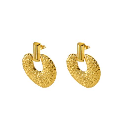 Stainless Steel Stud Earrings 304 Stainless Steel plated & for woman golden Sold By Pair