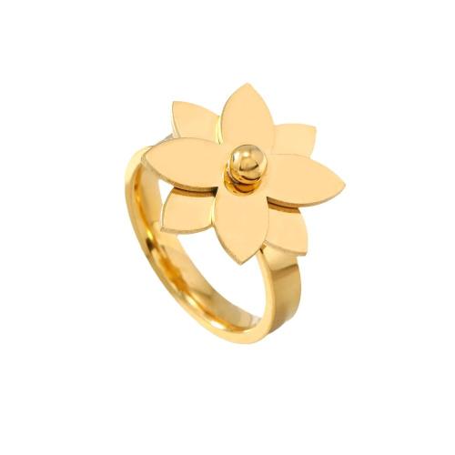 Stainless Steel Finger Ring 304 Stainless Steel petals plated & for woman Sold By PC