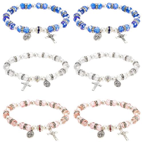 Kristall Armbänder, Zinklegierung, mit Kristall & Kunststoff Perlen, handgemacht, für Frau, keine, verkauft von PC