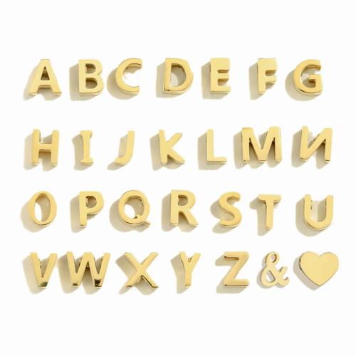 Edelstahl-Beads, 304 Edelstahl, plattiert, Buchstaben sind von A bis Z & DIY & verschiedene Stile für Wahl, goldfarben, verkauft von PC