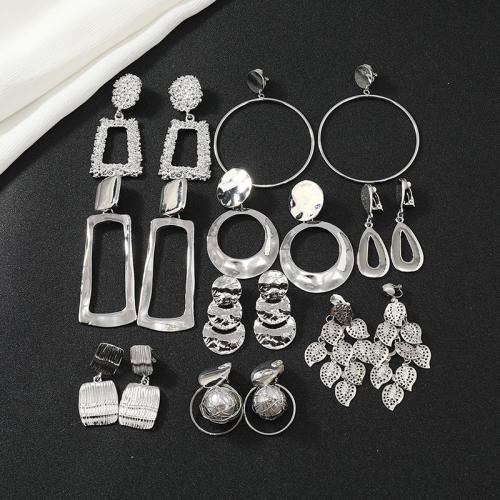 Tibetan Style Drop Earrings, plated, different styles for choice & for woman, silver color, Sold By Pair