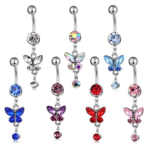 Fashion Personality Body Piercing Jewelry And Accessories Zinc Alloy with 316 Stainless Steel for woman & with rhinestone 5MM steel ball *1.6*11MM bend rod Sold By PC