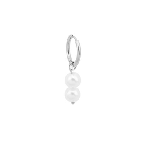 Huggie Hoop Drop Ohrringe, 304 Edelstahl, mit Kunststoff Perlen, poliert, Modeschmuck & für Frau, originale Farbe, 35mm, verkauft von PC