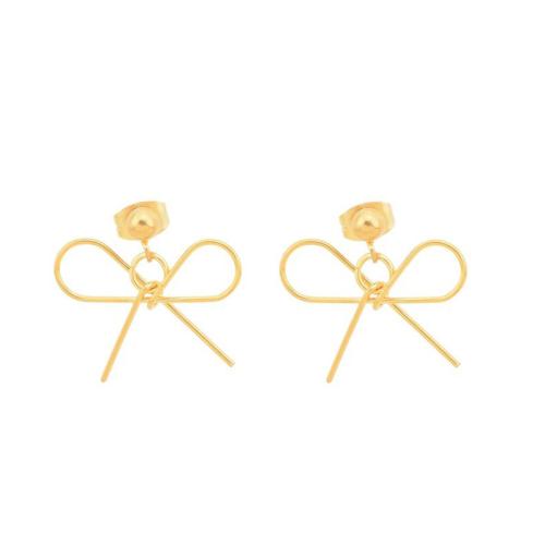 Stainless Steel Stud Earrings 304 Stainless Steel Bowknot fashion jewelry & for woman & hollow golden 21.50mm Sold By Pair