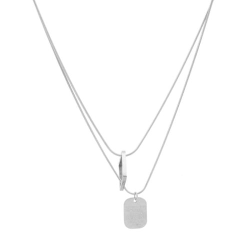 Colar de jóias de aço inoxidável, Aço inoxidável 304, with 5cm extender chain, Camada Dupla & joias de moda & unissex, cor original, comprimento Aprox 45 cm, vendido por PC