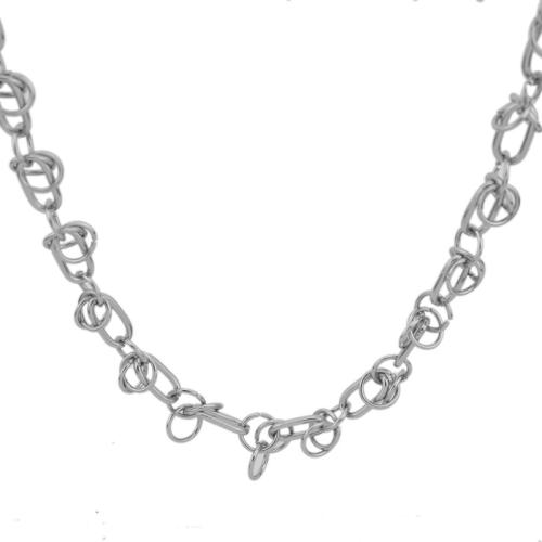 Lo zinco in lega gioielli collana, lega in zinco, with 5cm extender chain, lucido, gioielli di moda & unisex, argento, Lunghezza Appross. 55 cm, Venduto da PC