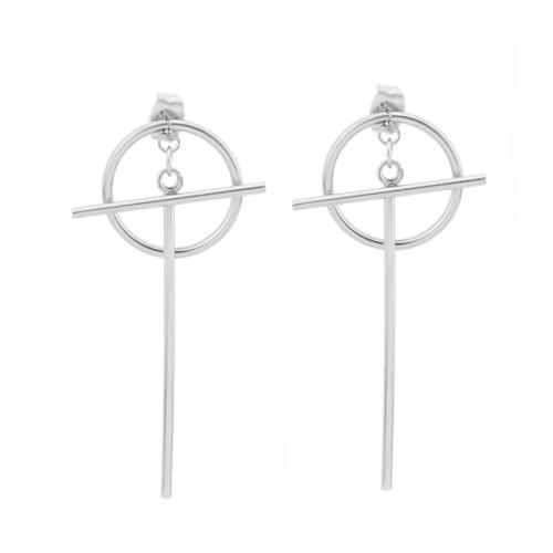 Stainless Steel Stud Earrings 304 Stainless Steel polished fashion jewelry & for woman original color 50mm Sold By Pair