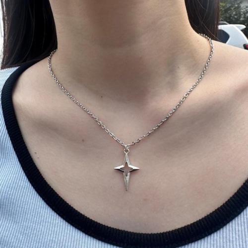 Zinc Alloy Jewelry Necklace with 304 Stainless Steel Chain fashion jewelry & for woman silver color Length Approx 45 cm Sold By PC