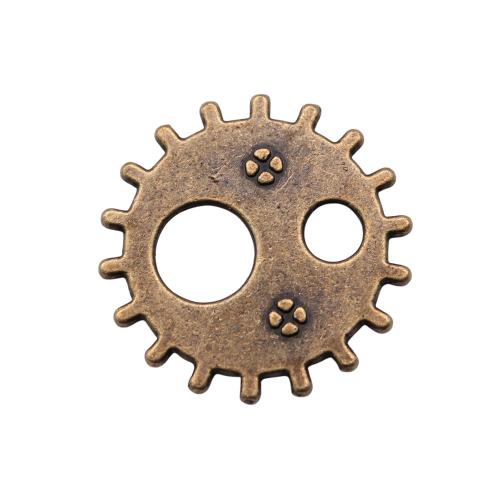 Pingentes oco de liga de zinco, Gear Wheel, banho de cor bronze antigo, Vintage & joias de moda & DIY & vazio, 19x19mm, vendido por PC