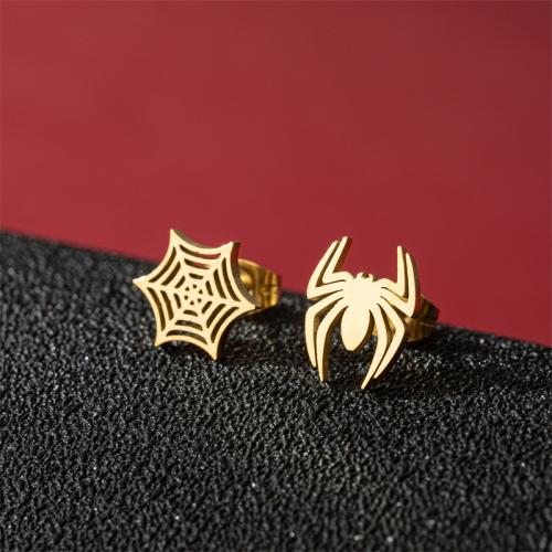 Stainless Steel Stud Earrings 304 Stainless Steel Spider Vacuum Ion Plating fashion jewelry & for woman Sold By Bag