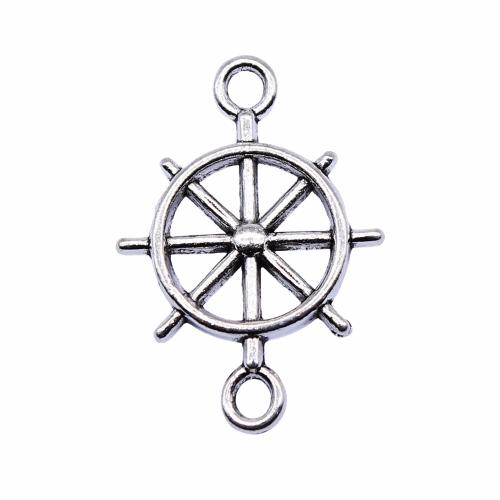 Tibetan Style Connector, Ship Wheel, antique silver color plated, vintage & fashion jewelry & DIY & 1/1 loop, 21x15mm, Sold By PC