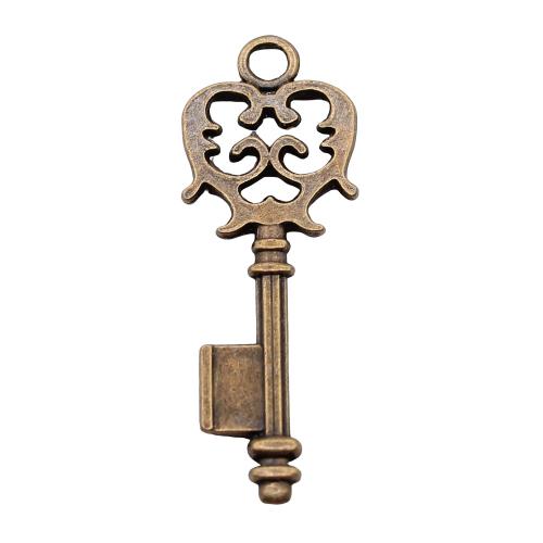 Tibetan Style Key Pendants, plated, vintage & fashion jewelry & DIY, more colors for choice, 49x17mm, Sold By PC