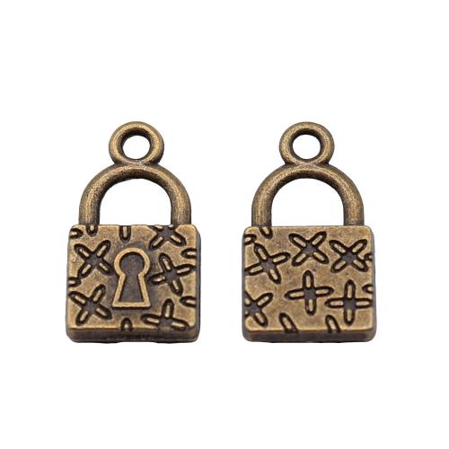 Pendants Sinc Alloy Lock, dath cré-umha antique plátáilte, seanré & jewelry faisin & DIY, 18mm, Díolta De réir PC
