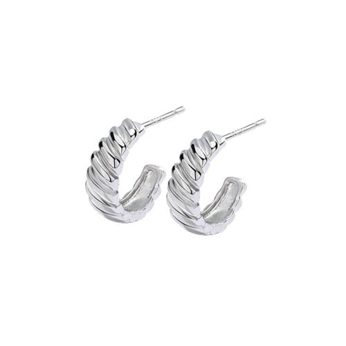 925 Sterling Silver Stud Earrings, fashion jewelry & for woman, 4.85x14.30mm, Sold By Pair