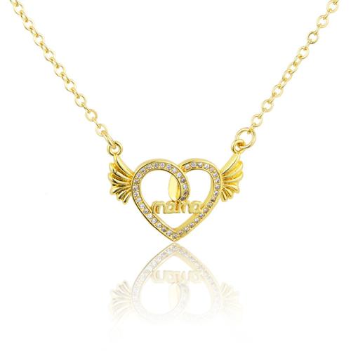 Messing Halskette, Herz, Modeschmuck & für Frau & mit Strass, keine, Länge:ca. 45 cm, verkauft von PC